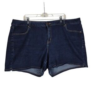 Lane Bryant Womens Denim‎ Shorts Size 20 Dark Blue Summer Bohemian Cottagecore